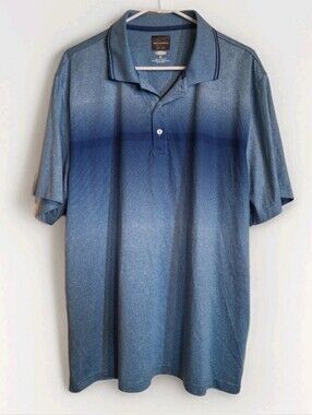 Greg Norman Play Dry Golf Polo Shirt Mens XL Blue Ombre Striped By Tasso Elba